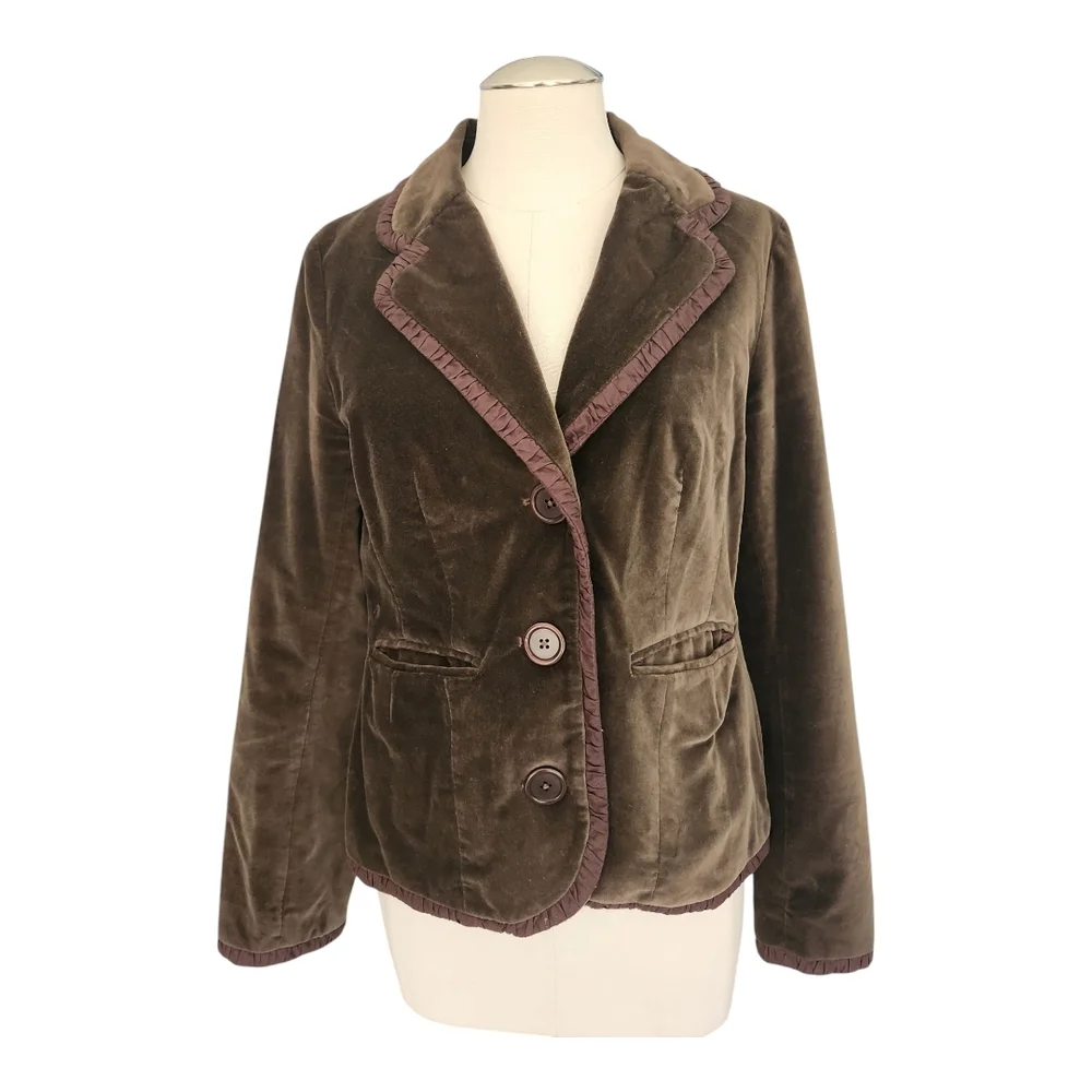 Boden Rosebury Brown Velvet Blazer | Size US 12 (Fits Small) - Picture 1 of 11
